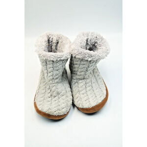 Dluxe by Dearfoams Men's Cable Knit Bootie Slippers Gray Size Large